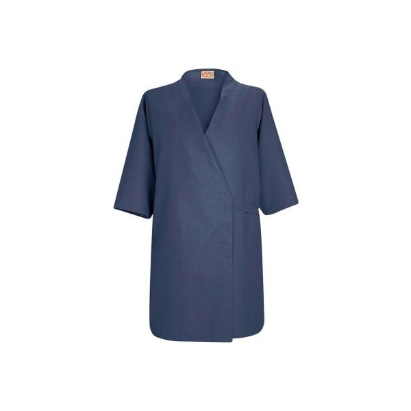 Red Kap Collarless Butcher Wrap W/o Pockets, Navy, Polyester/Combed Cotton, 2XL